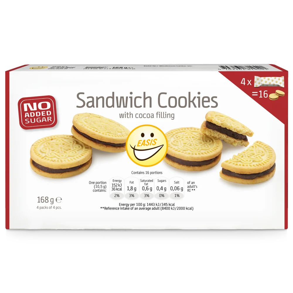 EASIS Sandwich Cookies med kakaokrem - uten tilsatt sukker