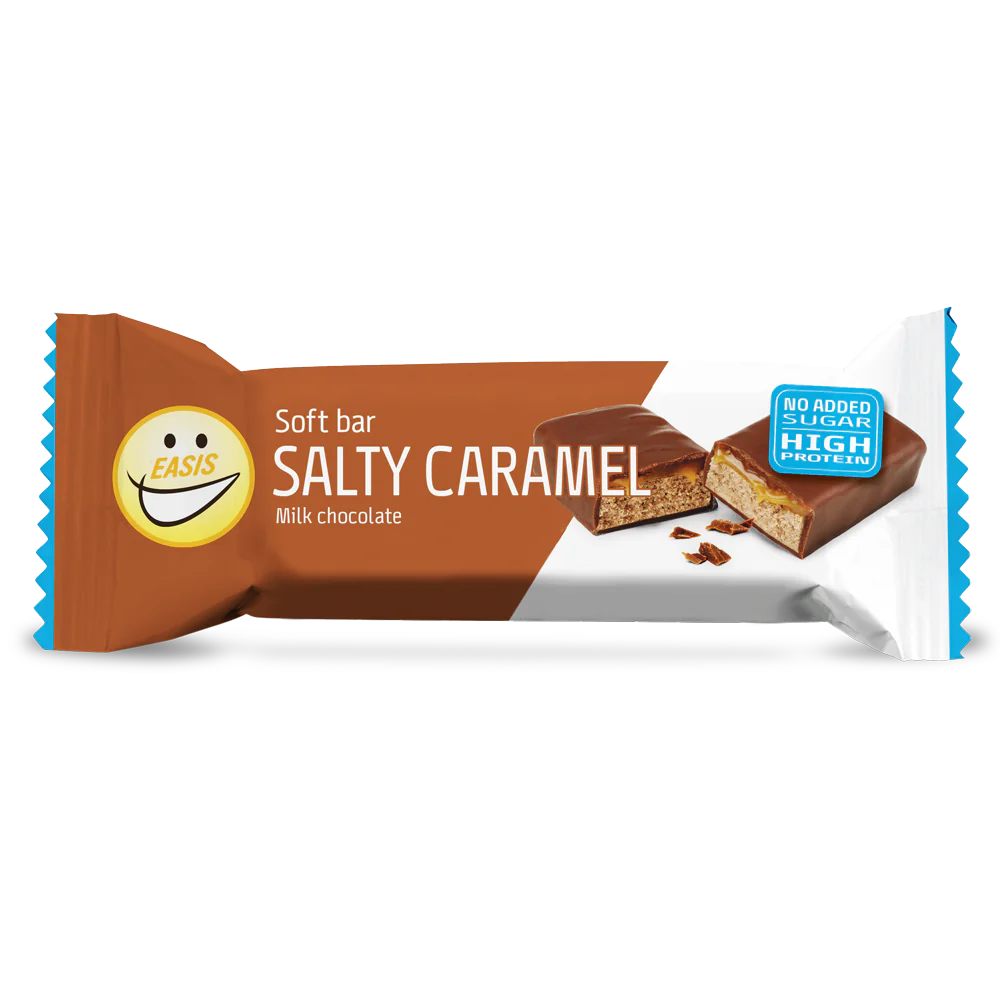 EASIS Soft Bar, myk proteinbar med salt karamell og melkesjokolade- uten tilsatt sukker
