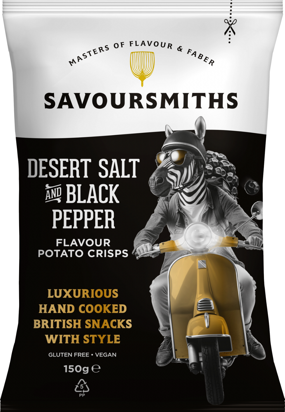 Savoursmiths potetchips med ørkensalt & sort pepper- Gourmetchips med Kalaharisalt