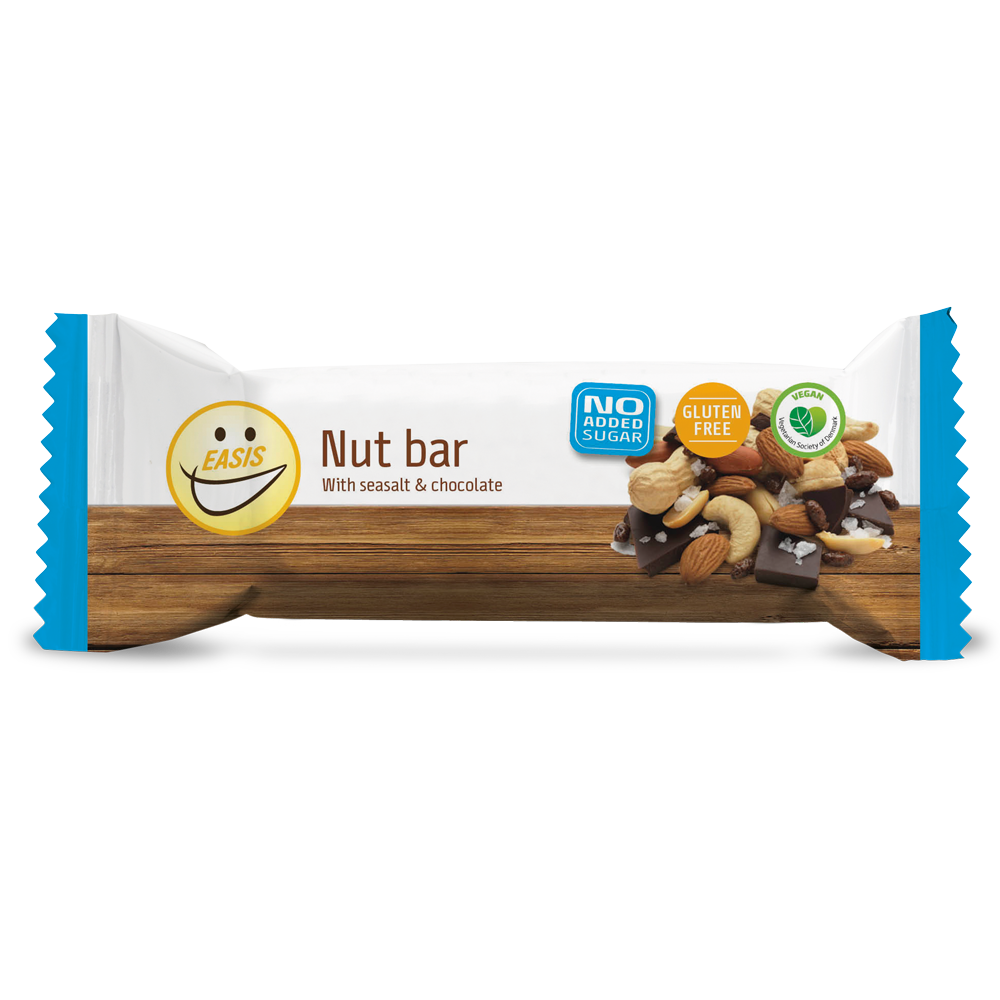 EASIS Nøttebar med havsalt og mørk sjokolade, uten tilsatt sukker