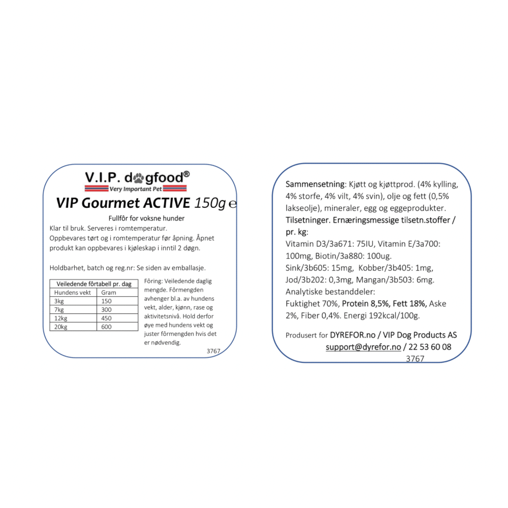 V.I.P. Gourmet ACTIVE 150 g boks