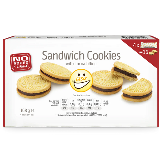 EASIS Sandwich Cookies med kakaokrem - uten tilsatt sukker