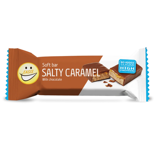EASIS Soft Bar, myk proteinbar med salt karamell og melkesjokolade- uten tilsatt sukker