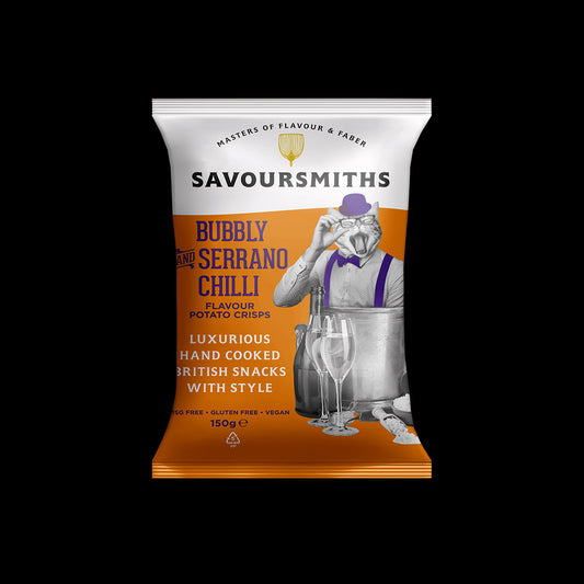 Savoursmiths potetchips med bubbly & serrano chili - Eksklusiv smakskombinasjon