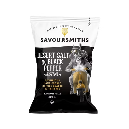 Savoursmiths Potetchips med ørkensalt & sort pepper- Gourmetchips med Kalaharisalt