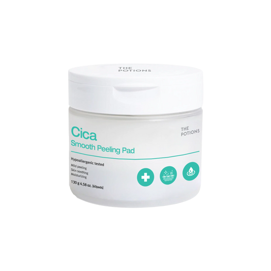 The Potions Cica Smooth Peeling Pads - skånsom eksfoliering med beroligende effekt (60 stk)