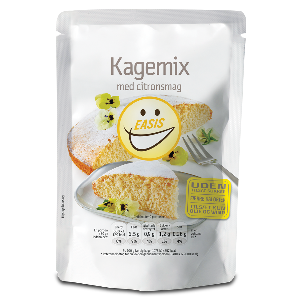 EASIS Kakemix med sitronsmak, uten tilsatt sukker.