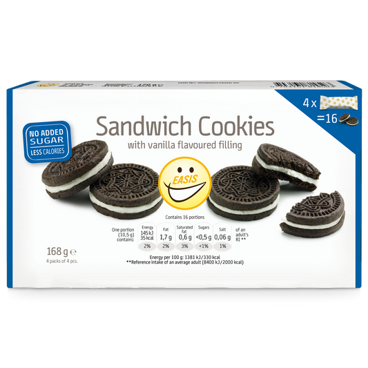 EASIS Sandwich Cookies med kremfyll, helt uten tilsatt sukker